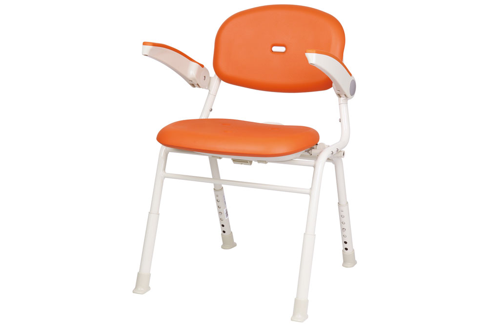 ユニプラスミドルシャワーチェア(ライトタイプ) レッドオレンジ