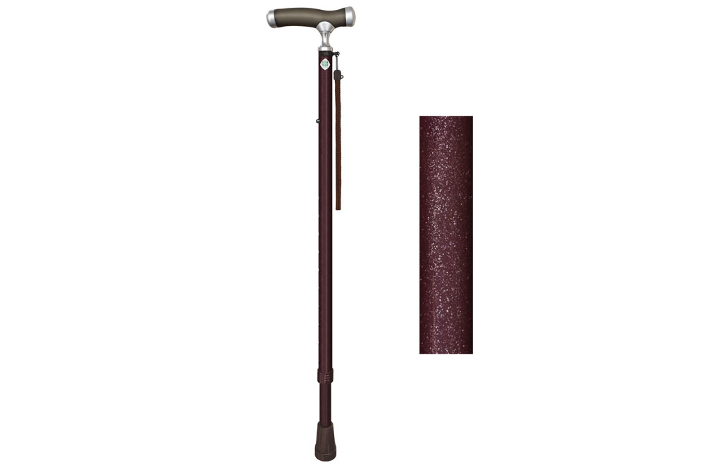 やわらかグリップステッキ ワインレッド