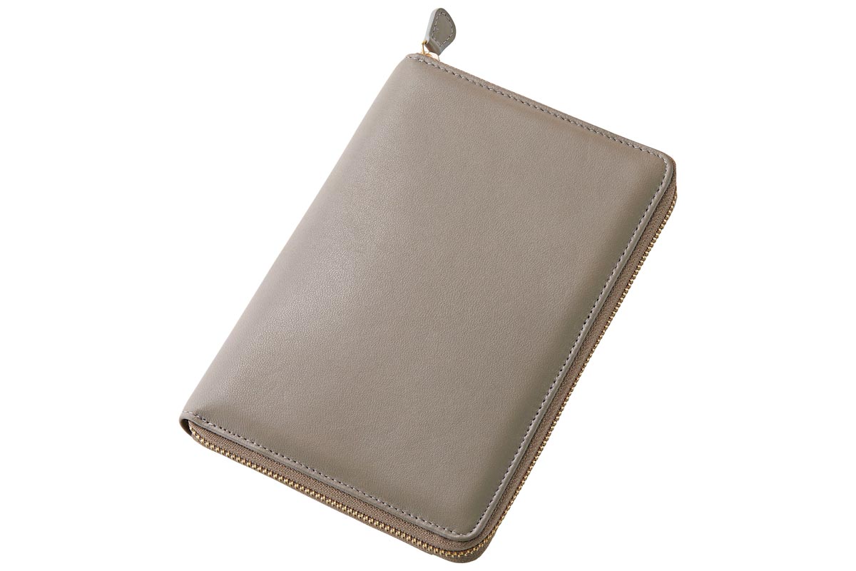 ラムレザー お薬手帳ケース モカベージュ